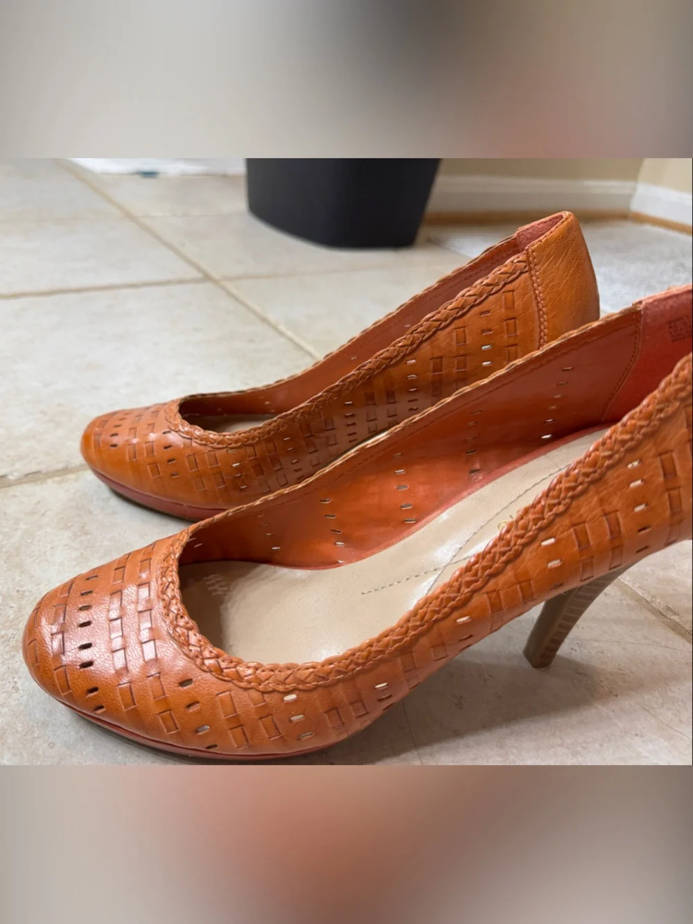 comfort plus by Predictions Cognac Woven Braided Trim Flats